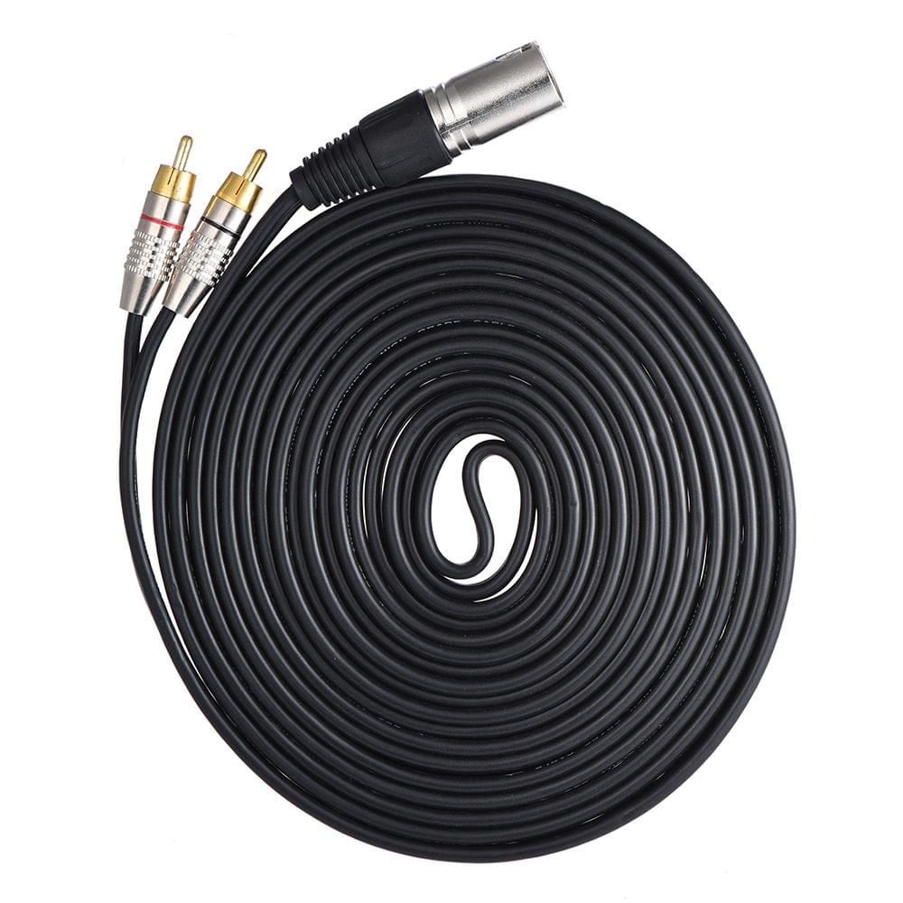 1 XLR Male to 2 RCA Male Plug Stereo Audio Cable Connector Y - 5m
