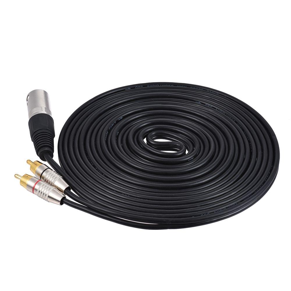 1 XLR Male to 2 RCA Male Plug Stereo Audio Cable Connector Y - 5m