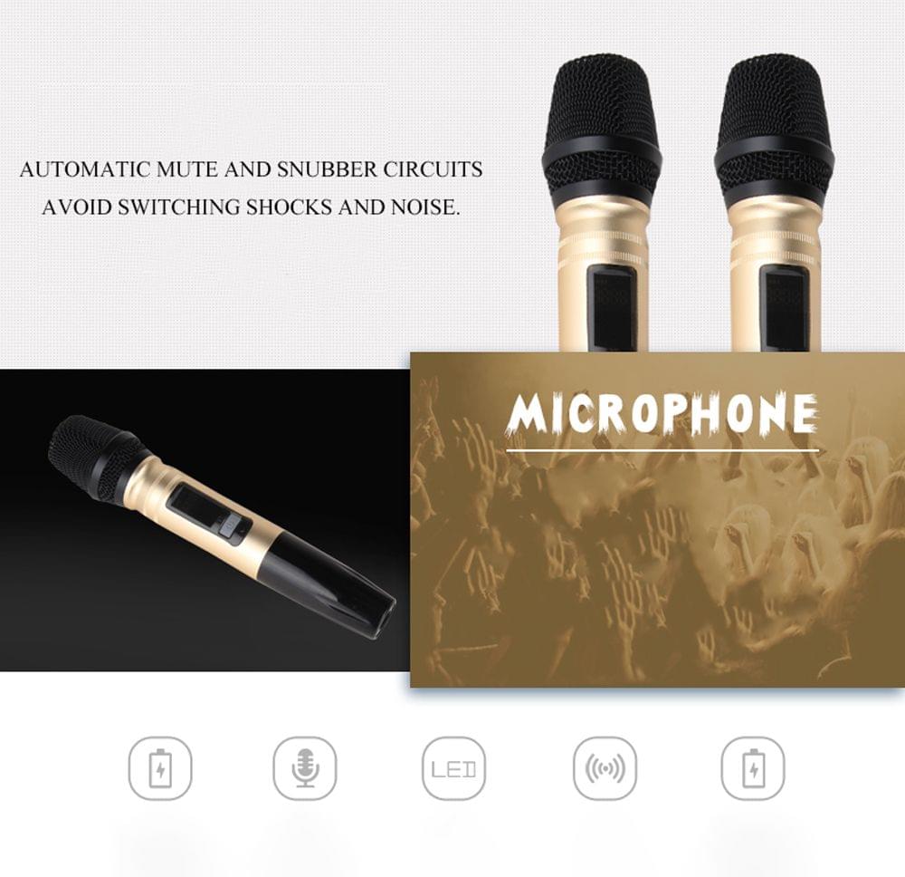 Wireless Microphone System Handheld LED Mic Speaker with - 1
