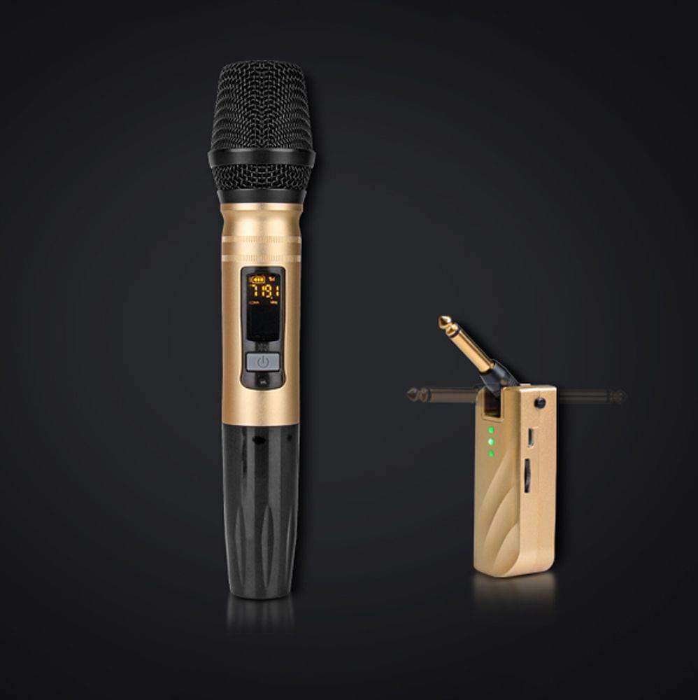 Wireless Microphone System Handheld LED Mic Speaker with - 1