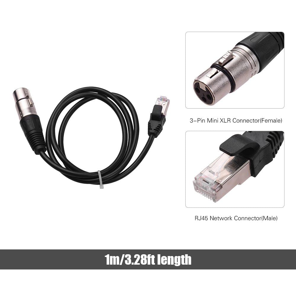RJ45 Male Network Connector to 3-Pin Mini XLR Female - 1m