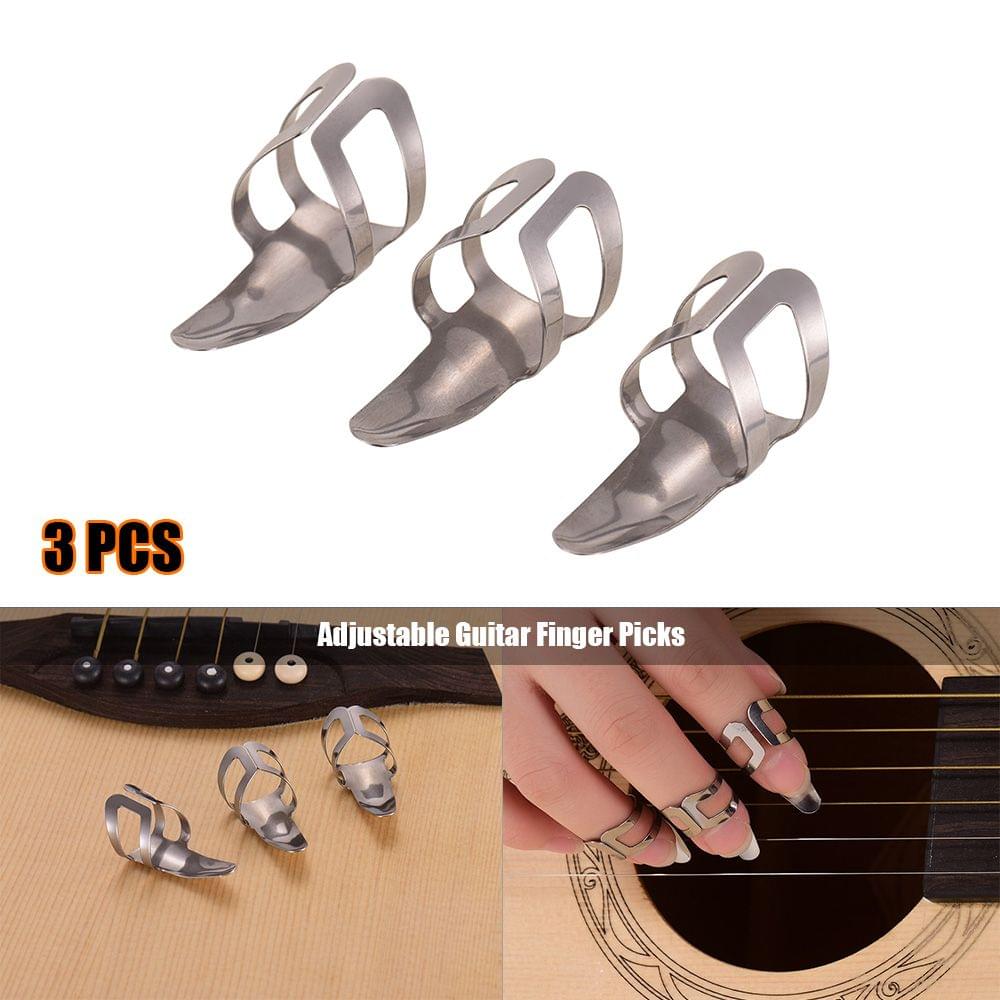 Guitar Finger Picks Adjustable Stainless Steel Plectrums
