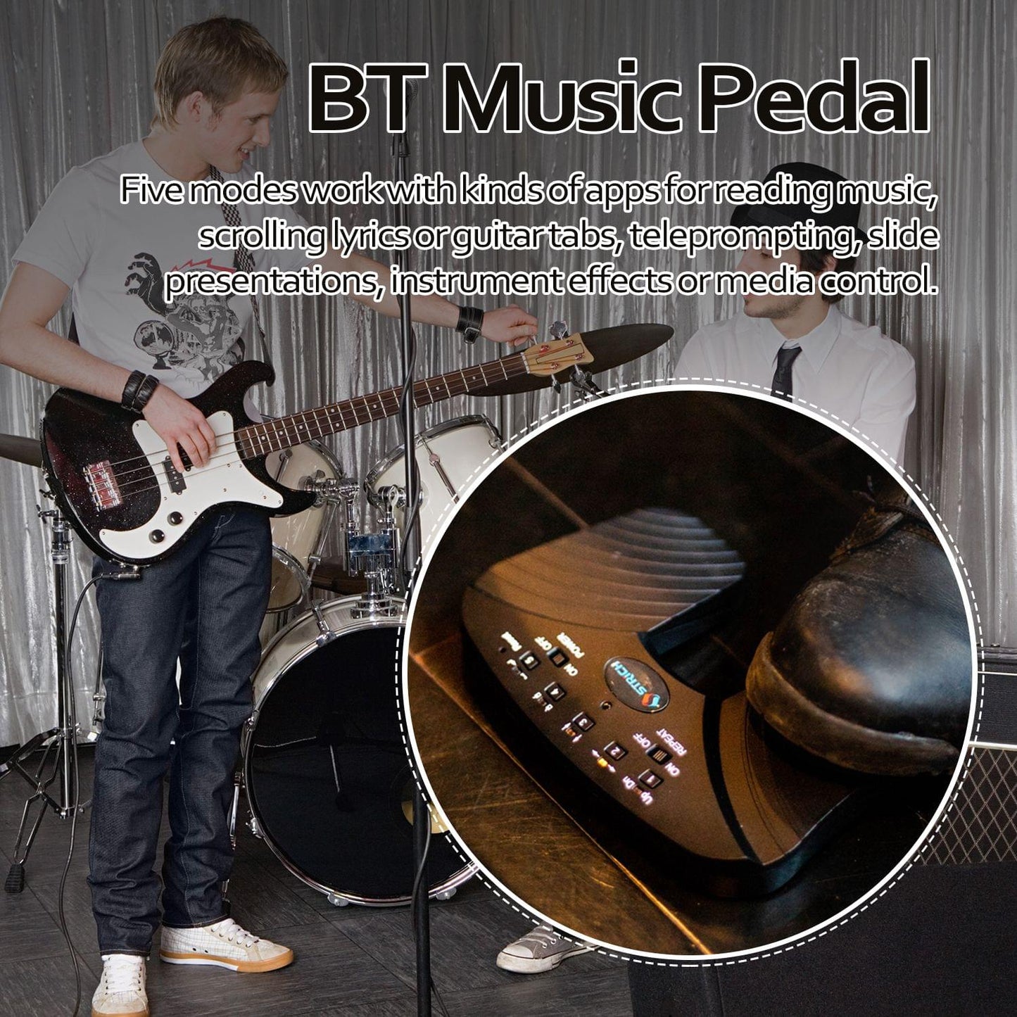 BT Page Turner Wireless Music Pedal for Guitar Violin Piano