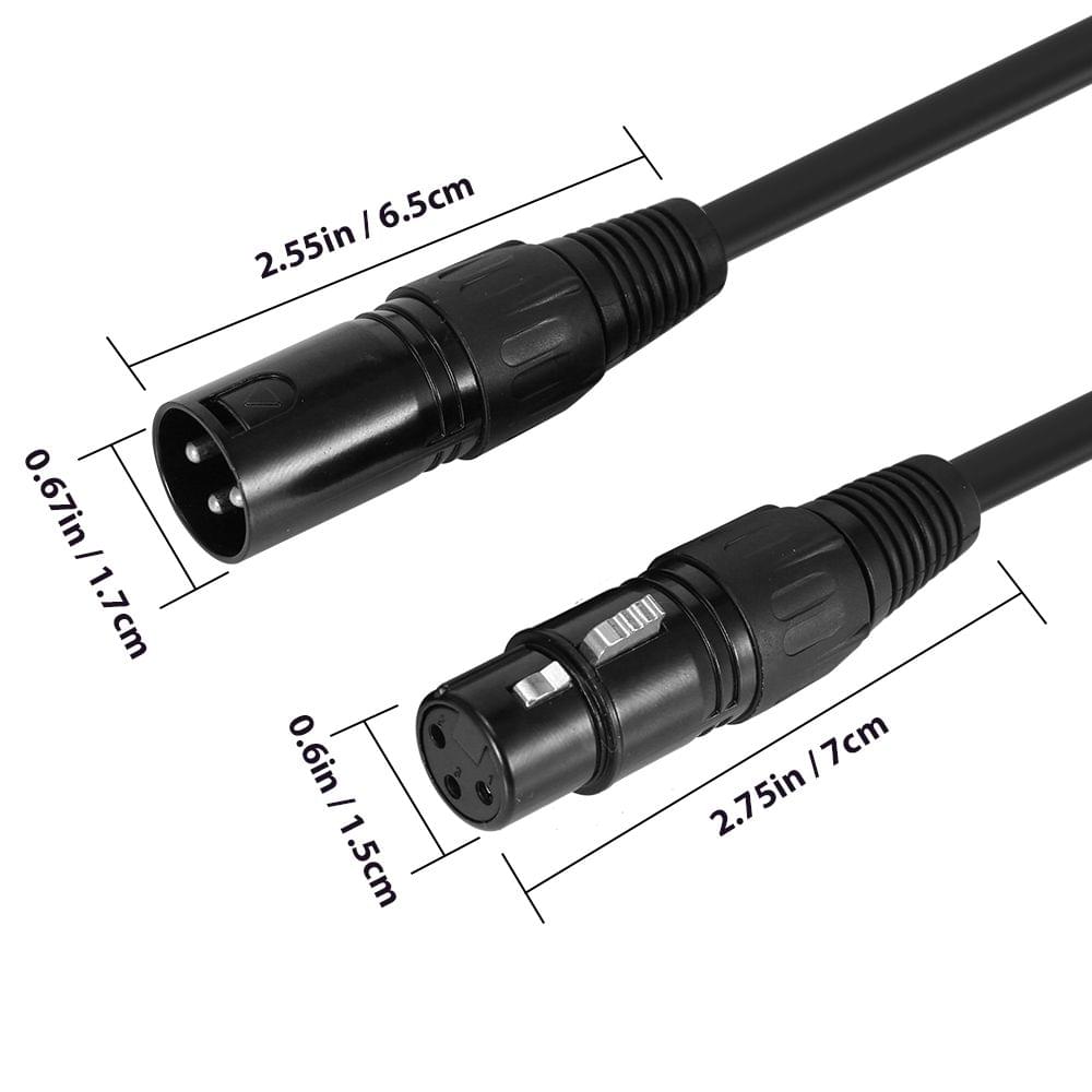 Uniqkart 2M/6.6ft XLR Cable DMX Stage Light Cable 3-Pin XLR - 2M & 4-pack
