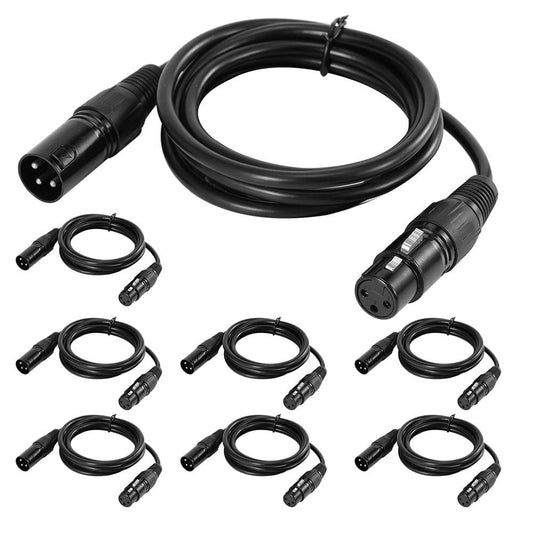 Uniqkart 1M/3.3ft XLR Cable DMX Stage Light Cable 3-Pin XLR - 1M & 8-pack
