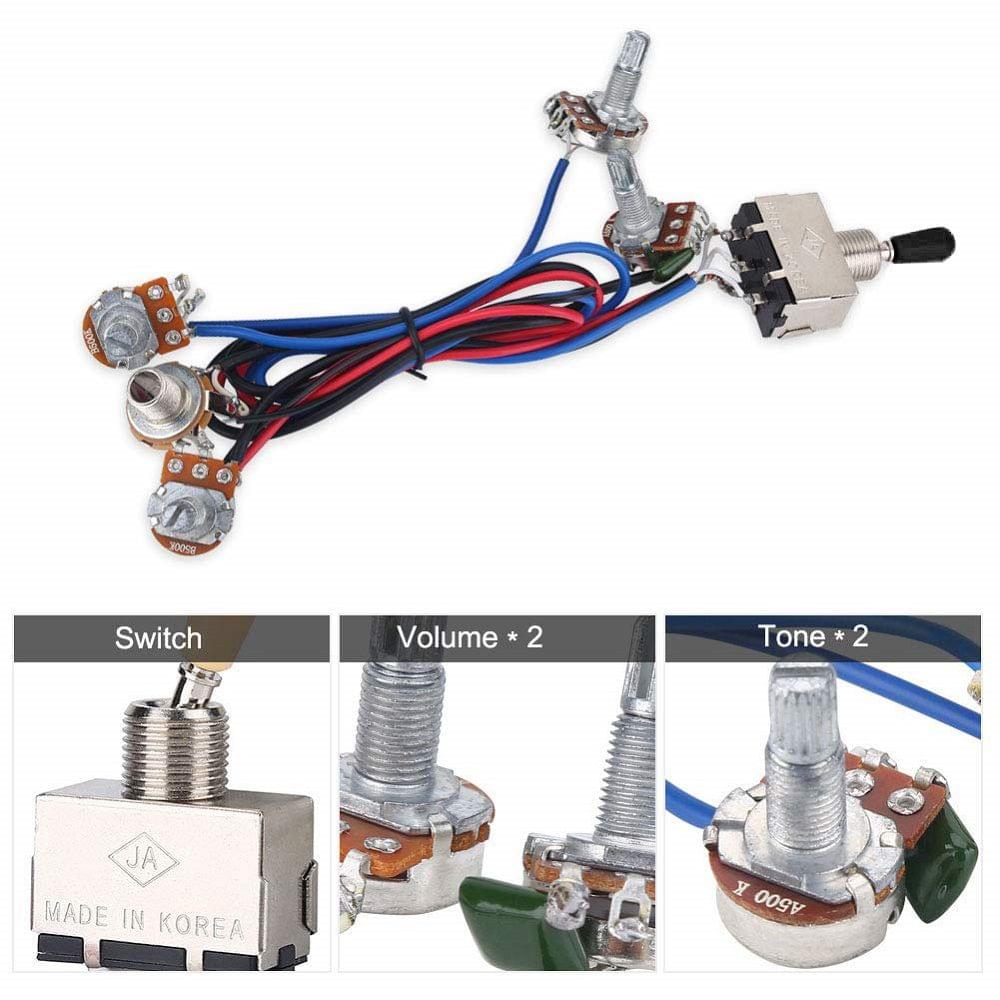 Prewired Wiring Harness Kit for LP Electric Guitar 2T2V 500K