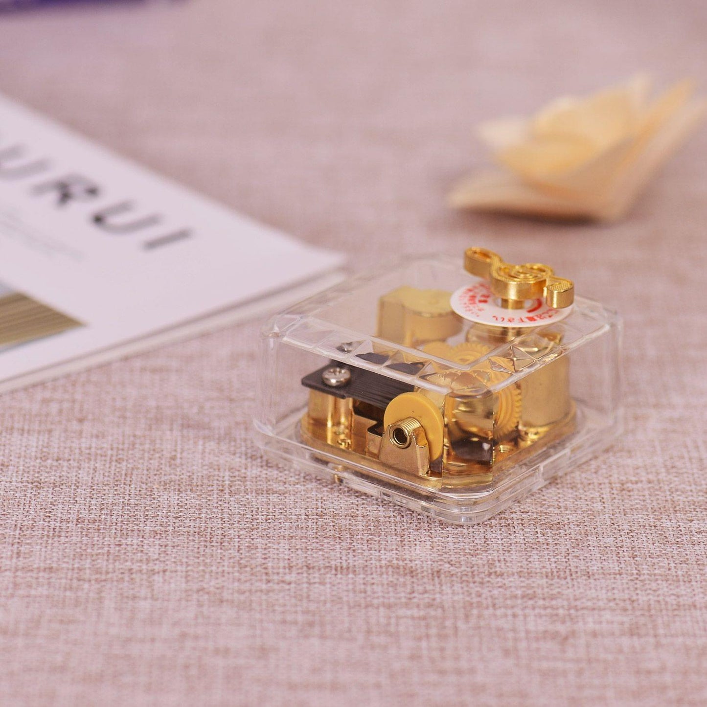Square Transparent Acrylic Musical Box Counterclockwise