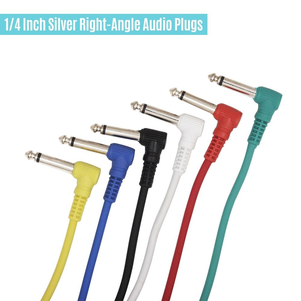 Colorful Guitar Effect Pedal Cables Instrument Audio Leads - Pack of 6