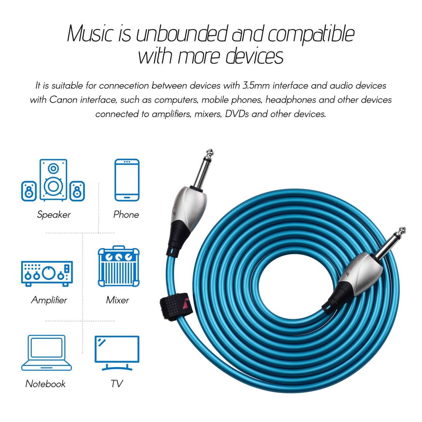 INSPIRE i2-M Guitar Cable Musical Instrument Cord Audio - 6 Meters