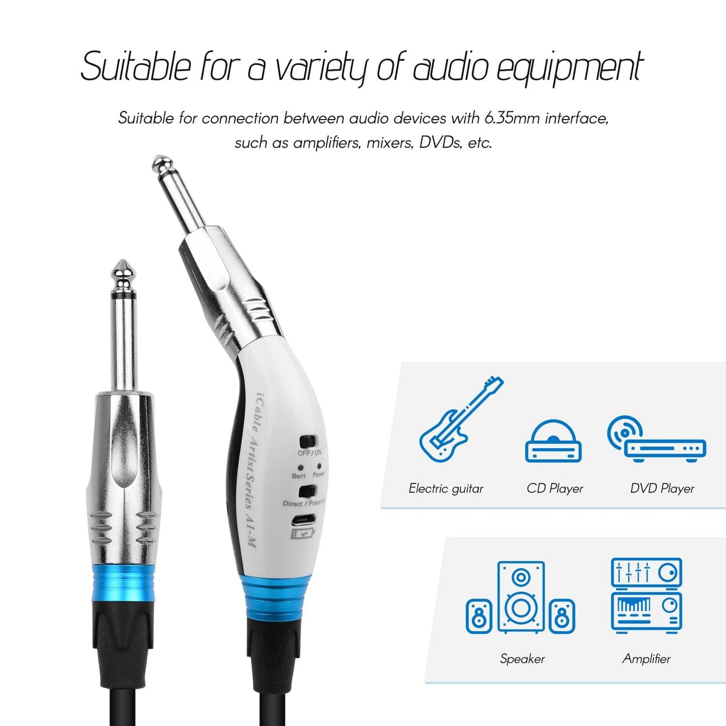 INSPIRE A1-M HiFi Guitar Cable Musical Instrument Cord Audio - 3 Meters