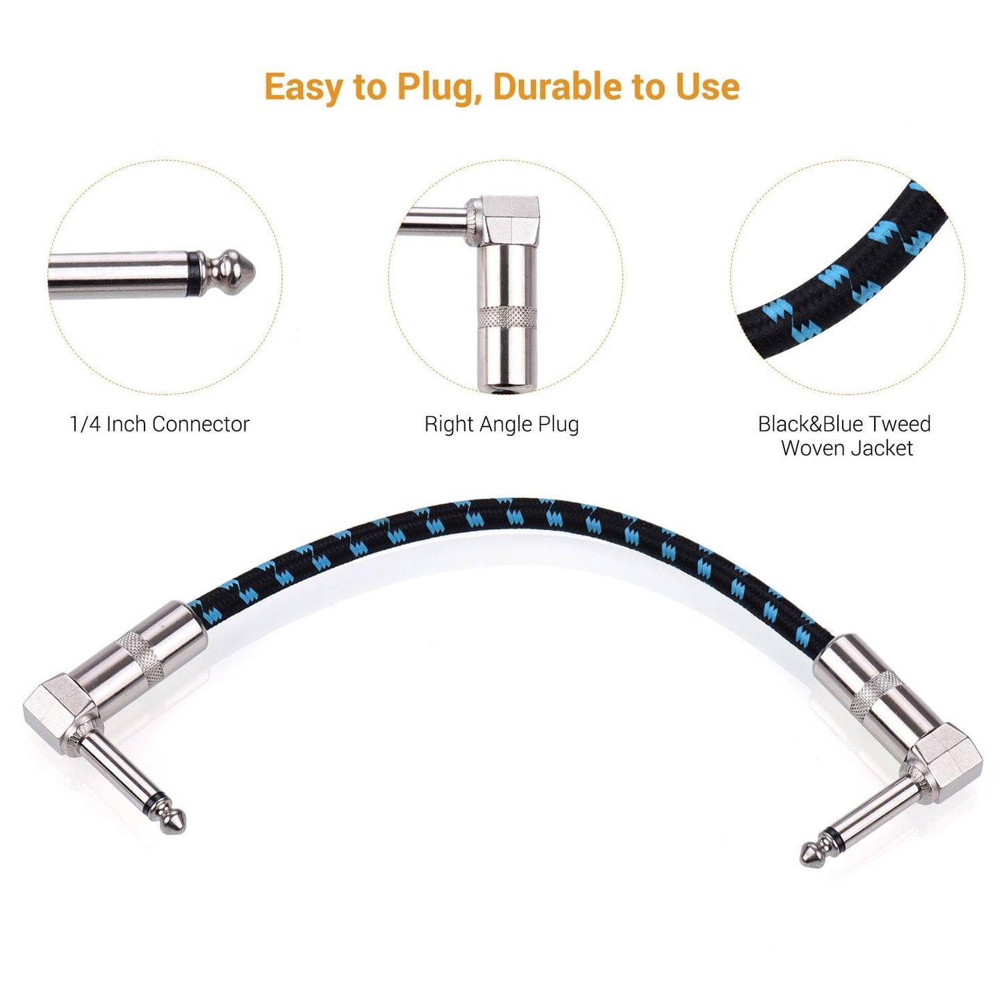 Ggiant AC-18-3 Guitar Pedal Patch Cables 6 Inch Length
