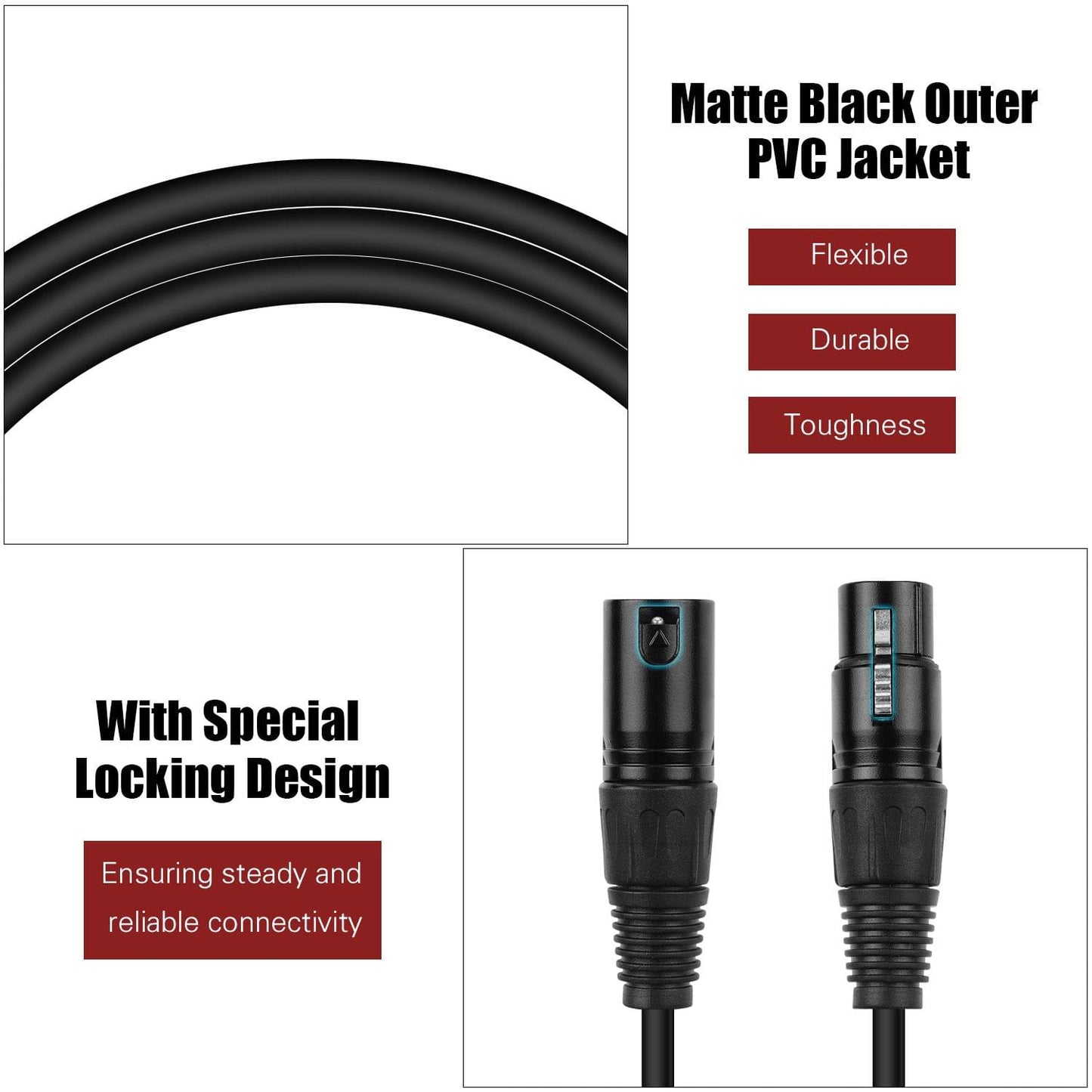 Ggiant Microphone Cable XLR Male to Female 3 Pin Connectors - 3m