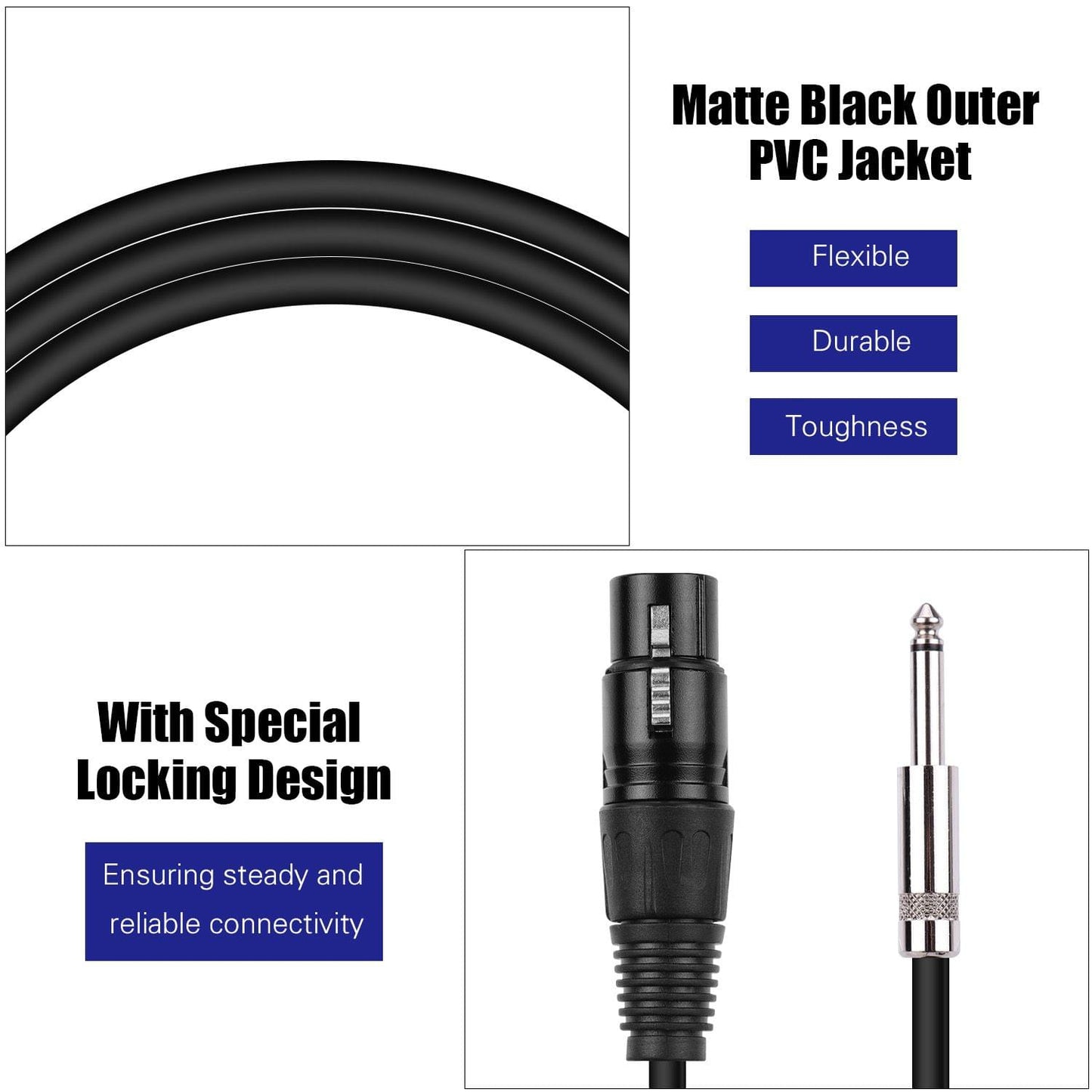 Ggiant Microphone Cable XLR Female Connector to 1/4 Inch TS - 5m