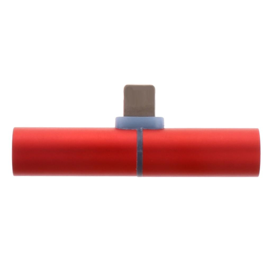 2 in1 AUX Headphone Audio Charger Adapter for Apple iPhone 7 8 Plus X Red