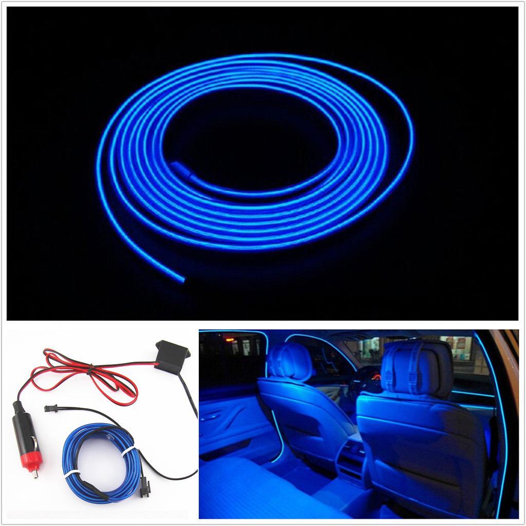 24V 3m Blue EL Cold Light Car Socket Strip Neon Lamp Mood Creater Decor