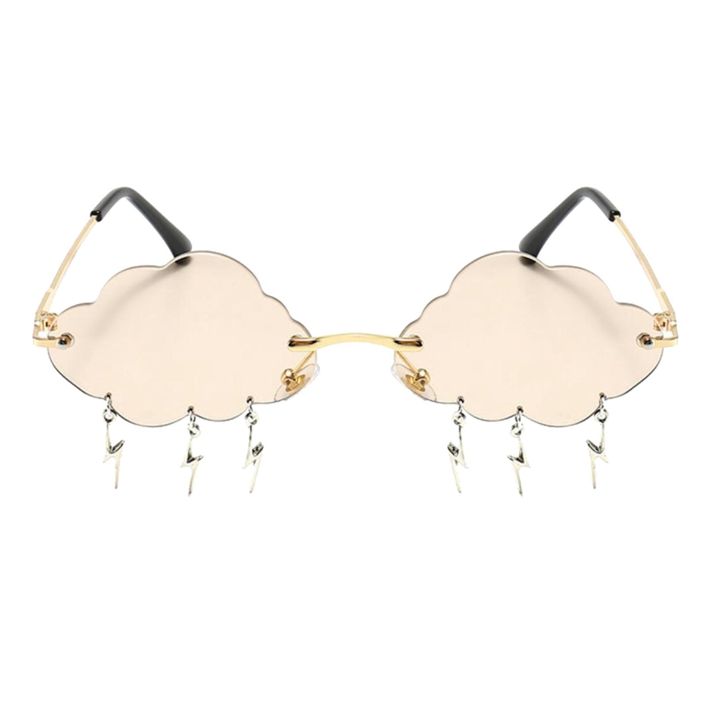 Cloud Sunglasses Lightning Tassel Pendants Colored Lens Eyewear Champagne