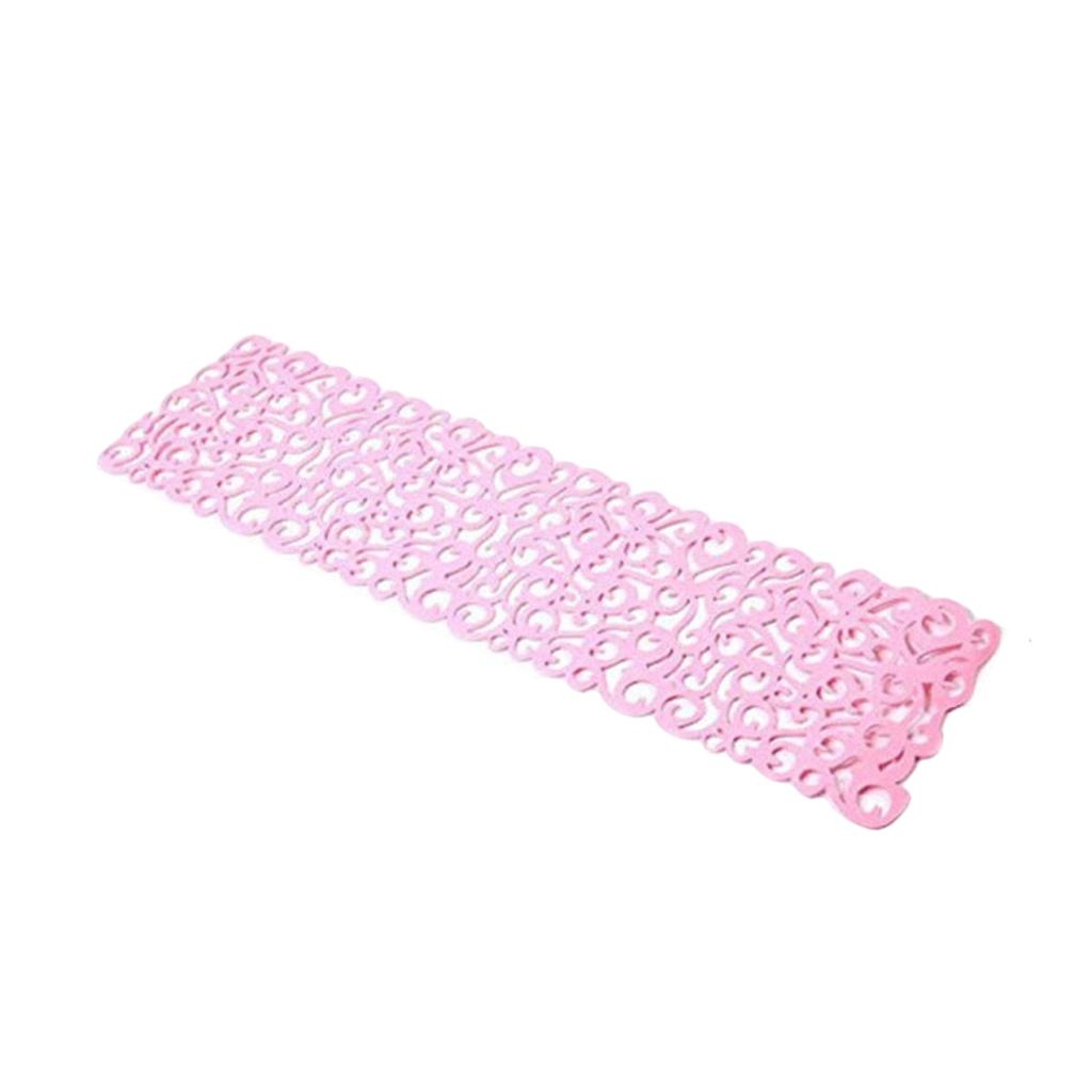 Hollow Placemats Rectangle Felt Decorations for Home Desk Pink