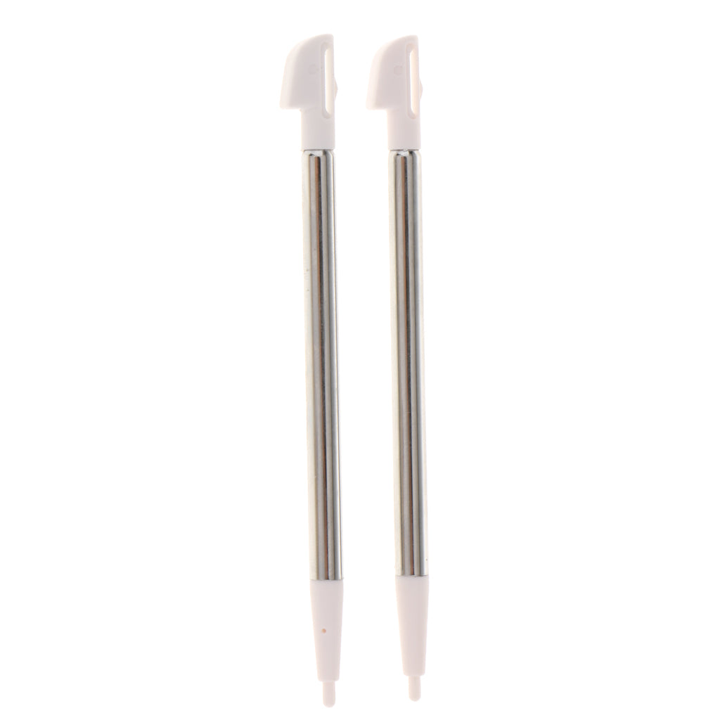 2 Piece Metal Retractable Touch Screen Stylus Pen for Nintendo WIIU White