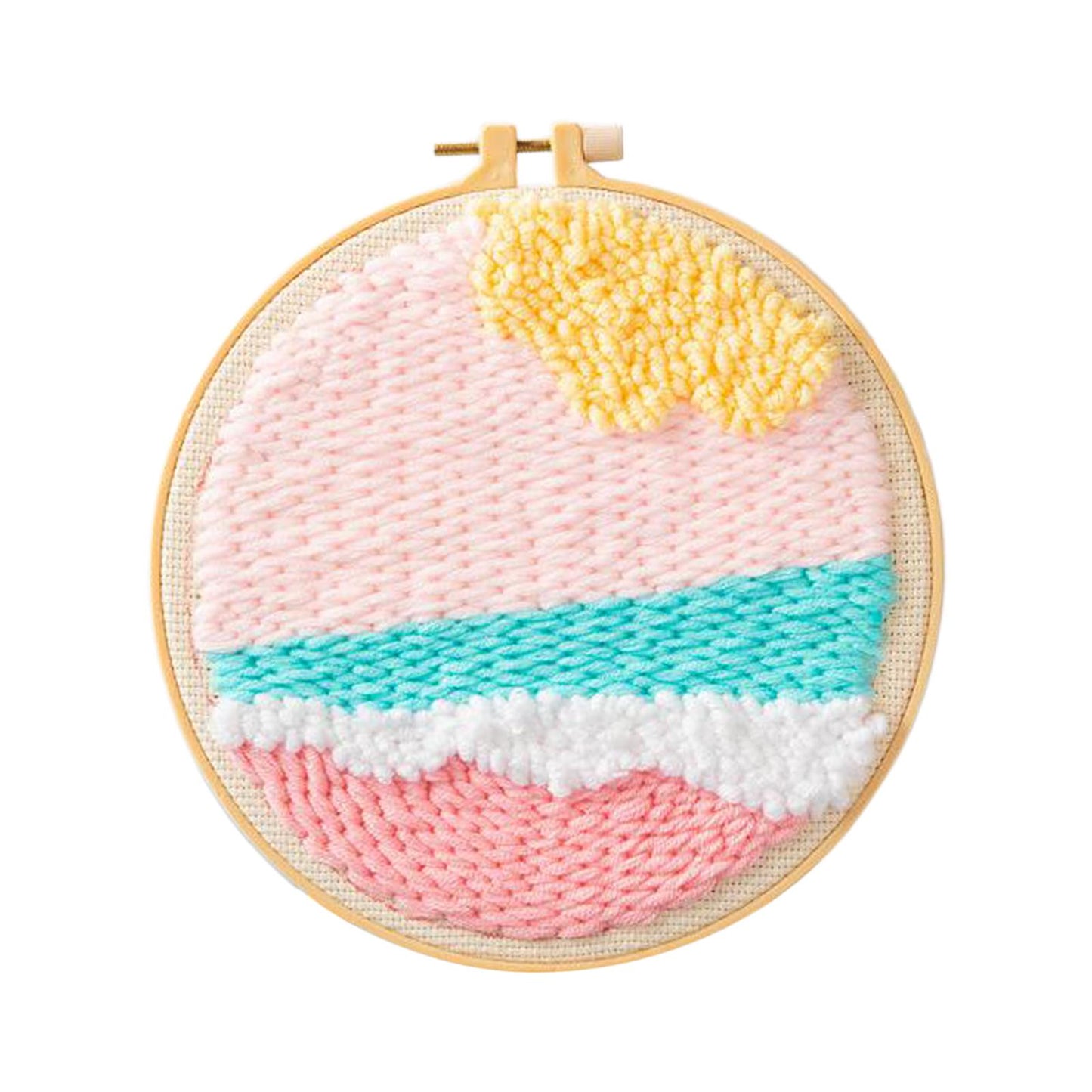 Moon Star Punch Needle Kit Soft Yarn DIY Needlework Embroidery Craft H