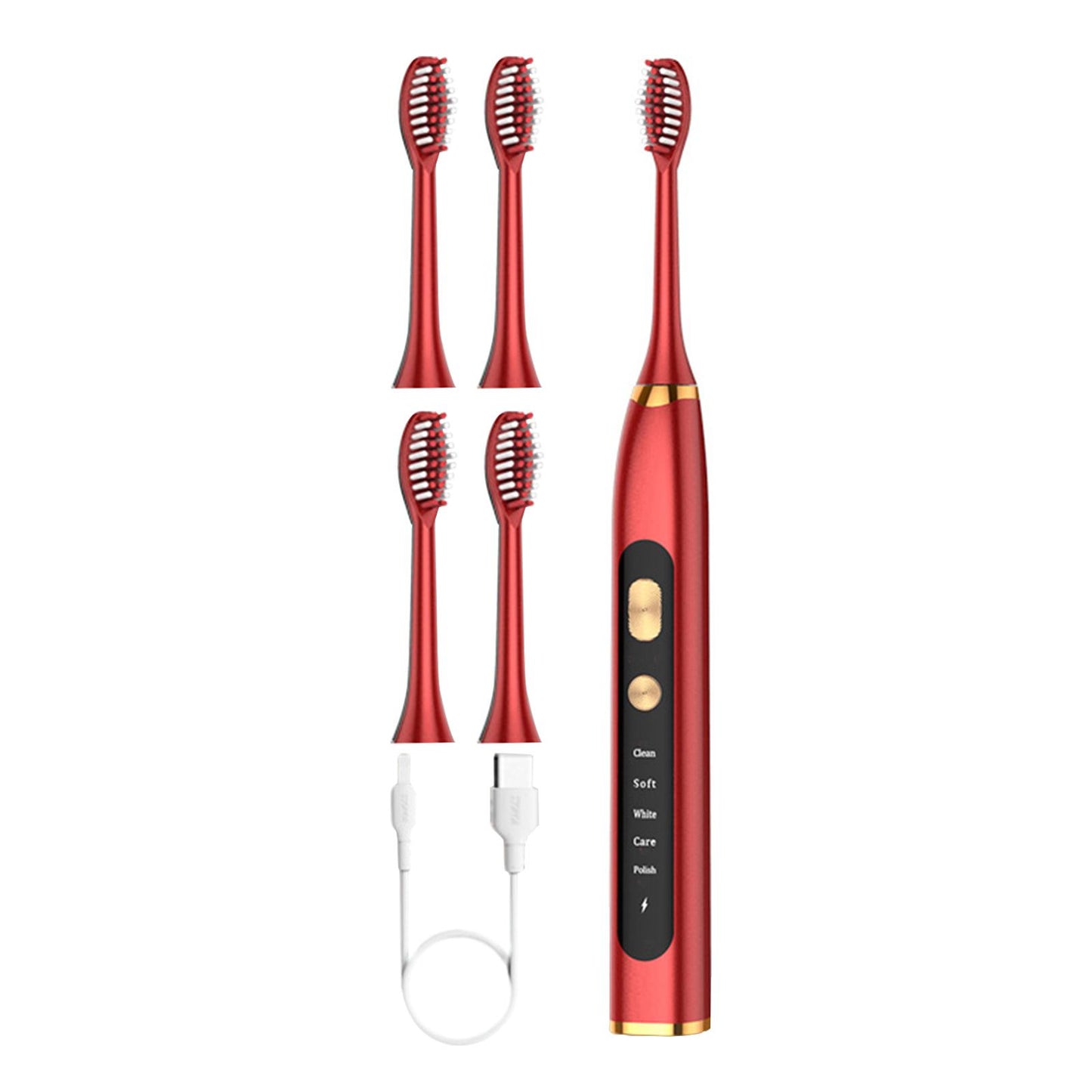 Electric Toothbrush 5 Modes 15 Day Using Time for Kids Rechargeable  Red