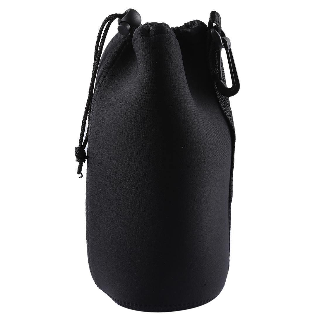 Neoprene SLR Camera Lens Carrying Bag Pouch Bag with Carabiner, Size: 10x22cm (Black)