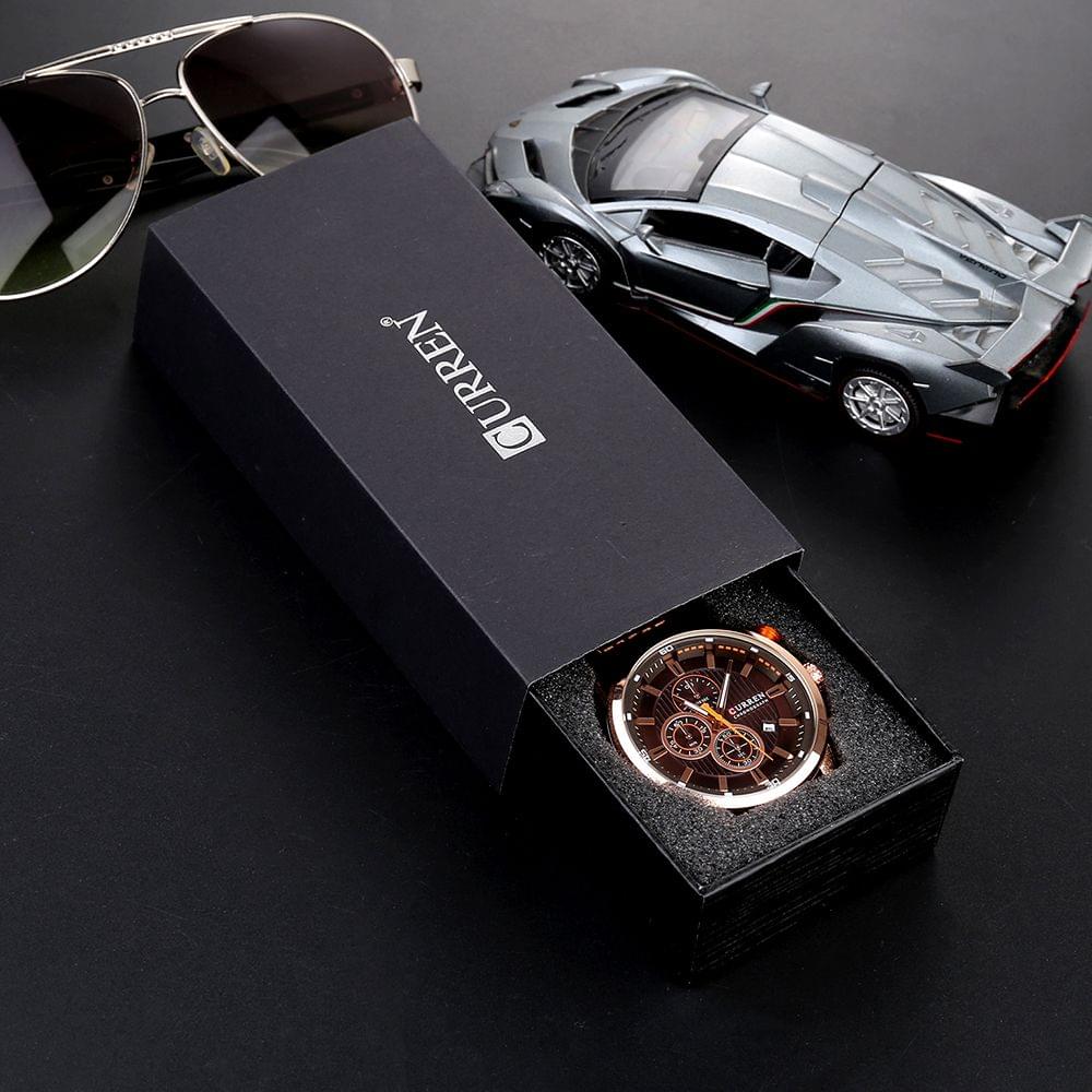 CURREN Watch Box Cardboard Paper Watch Storage Case Black