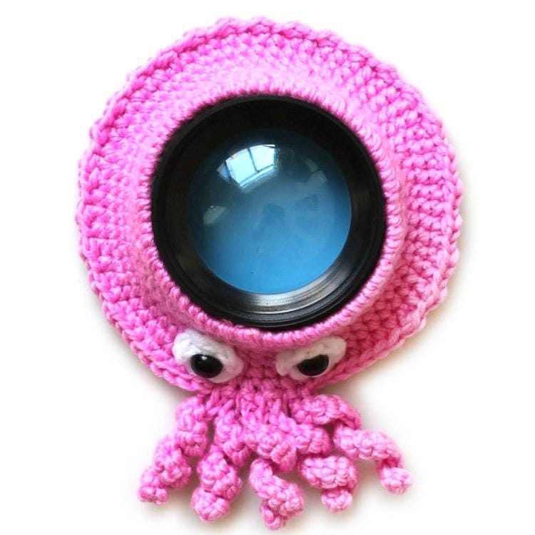 Hand-knitted Wool Camera Lens Animal Decoration Ring Baby Photo Guide Props (Pink  Octopus)