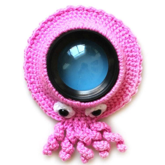 Hand-knitted Wool Camera Lens Animal Decoration Ring Baby Photo Guide Props (Pink  Octopus)
