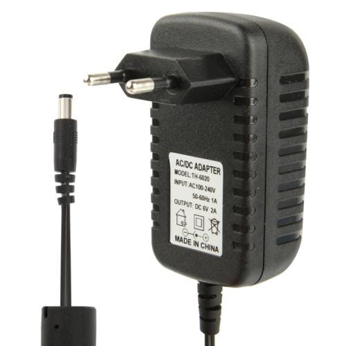High Quality EU Plug AC 100-240V to DC 6V 2A Power Adapter, Tips: 5.5 x 2.1mm, Cable Length: 1.1m (Black)