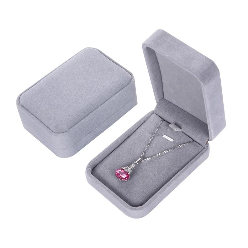 Exquisite High-end Flannel Jewelry Ornaments Box Accessories Gift Packed Box, Necklace Box (Grey)