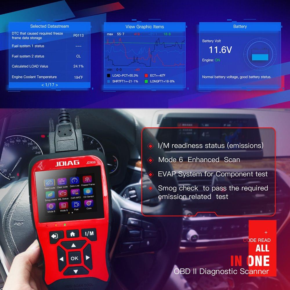 JDiag Multi-function Large Screen Code Reader JD906 Enhanced