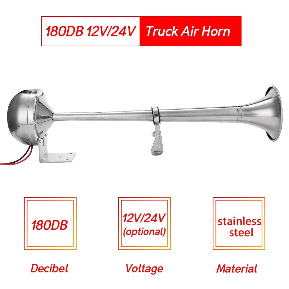 180dB Boat Trumpet 12V/24V Electric Single Air Horn Marine - 12V