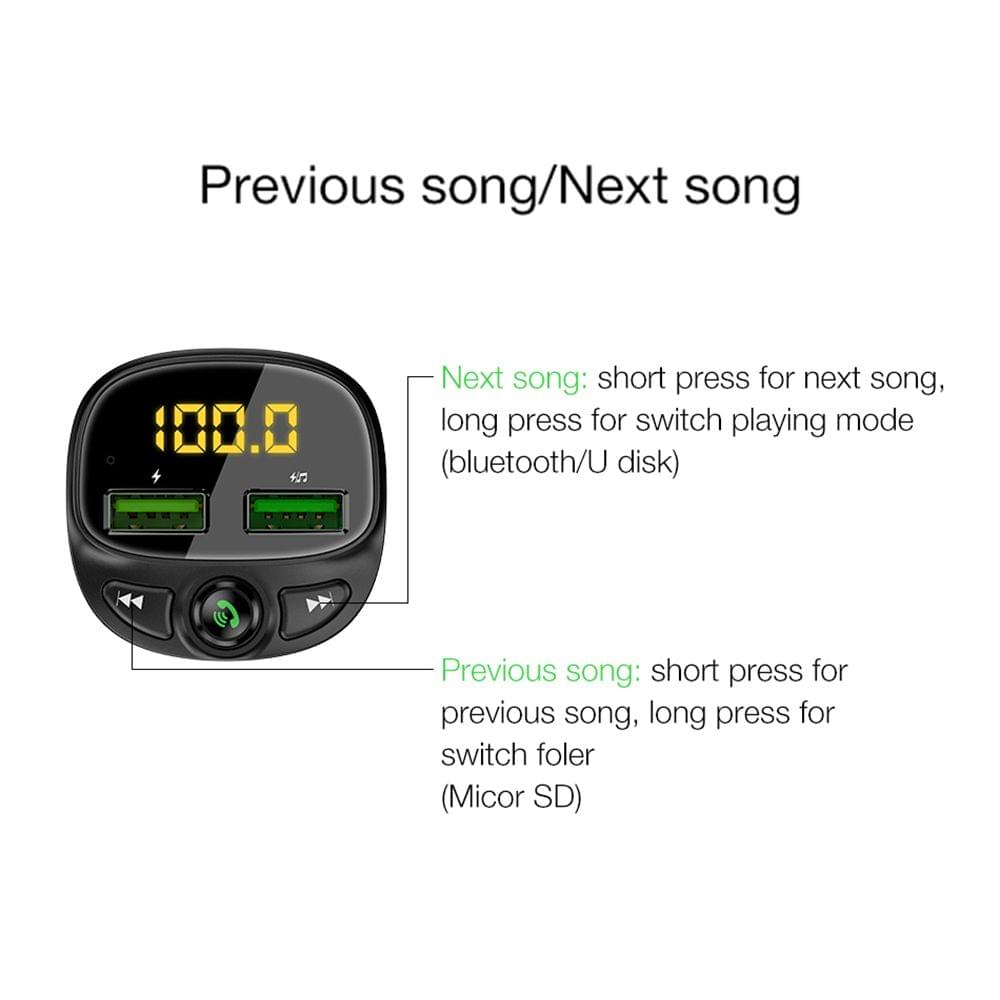 3.4A Dual USB Car BT5.0 FM MP3/WMA/APE/FLAC/WAV Music Player