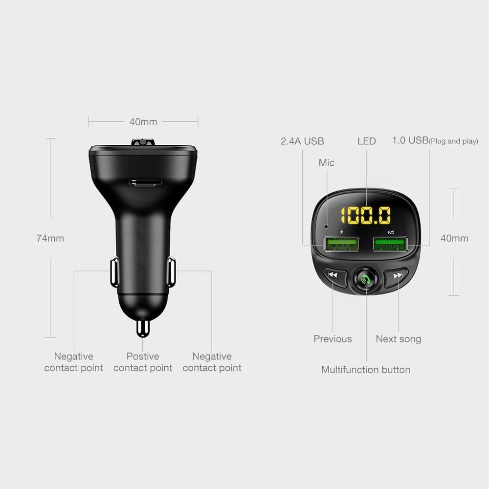 3.4A Dual USB Car BT5.0 FM MP3/WMA/APE/FLAC/WAV Music Player