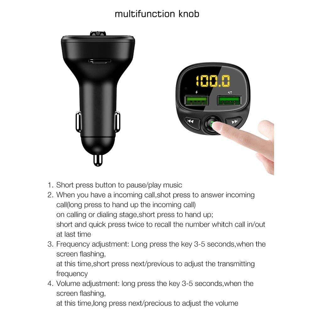 3.4A Dual USB Car BT5.0 FM MP3/WMA/APE/FLAC/WAV Music Player