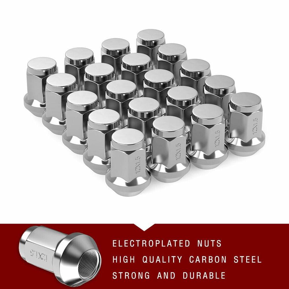 20Pcs Lug Nuts Bulge Acorn 12x1.5 Chrome Wheel Nut - 20Pcs