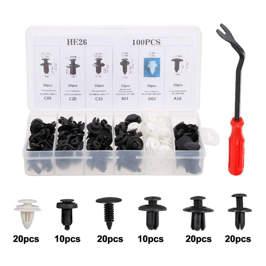 100Pcs Car Body Plastic Push Retainer Pin Rivet Fasteners