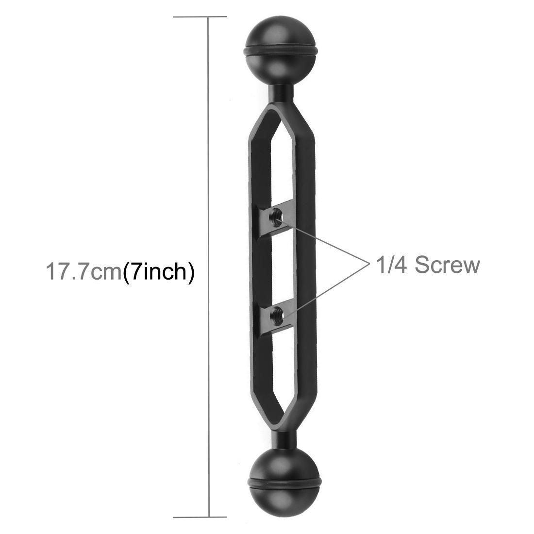 PULUZ 7.0 inch 17.8cm Aluminum Alloy Dual Balls Arm for Underwater Torch / Video Light (Red)