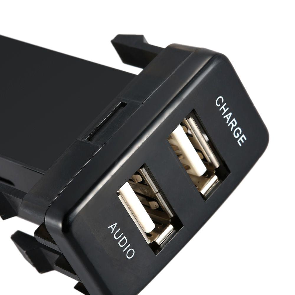 Car 5V 2.1A USB Interface Socket Charger + USB Audio Input