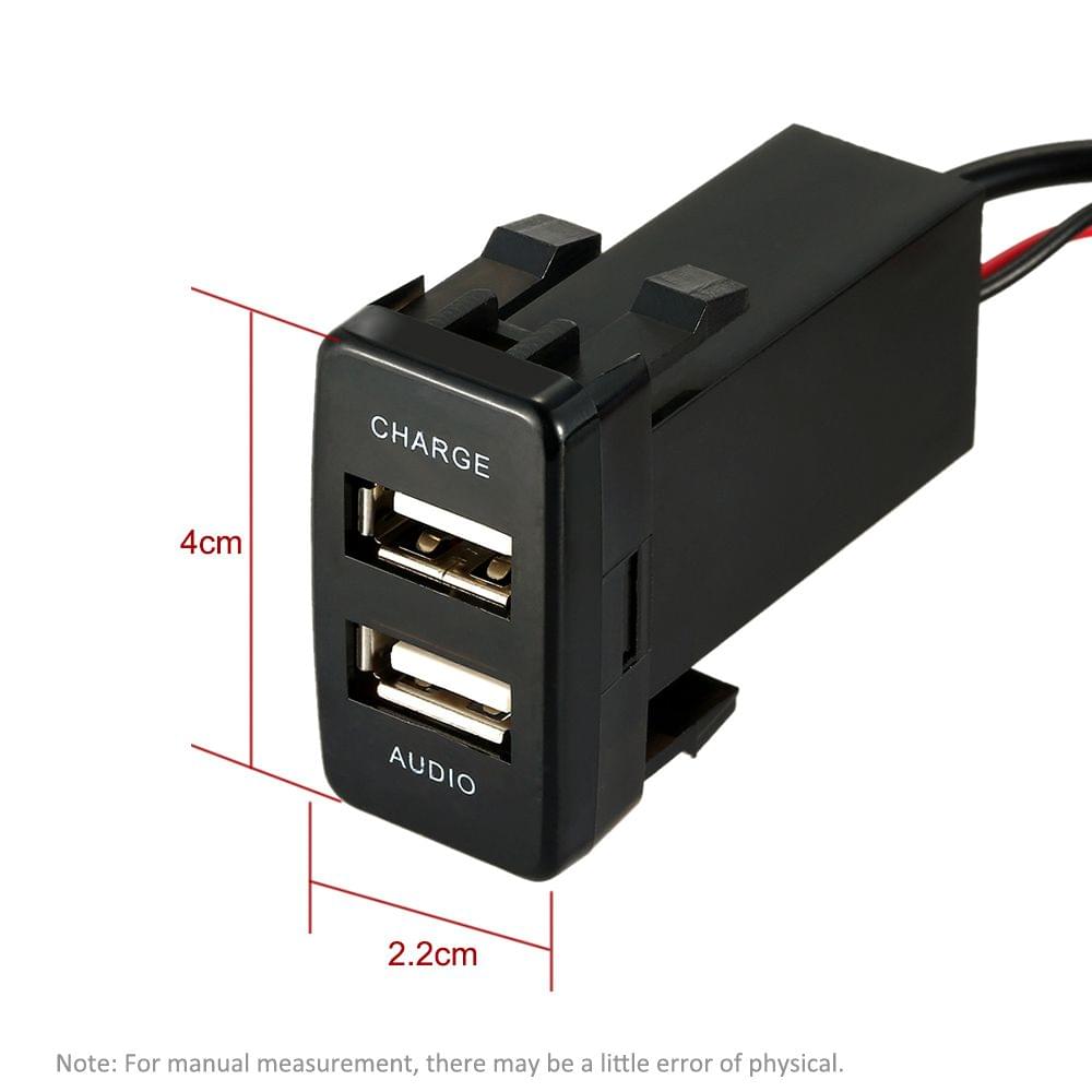 Car 5V 2.1A USB Interface Socket Charger + USB Audio Input
