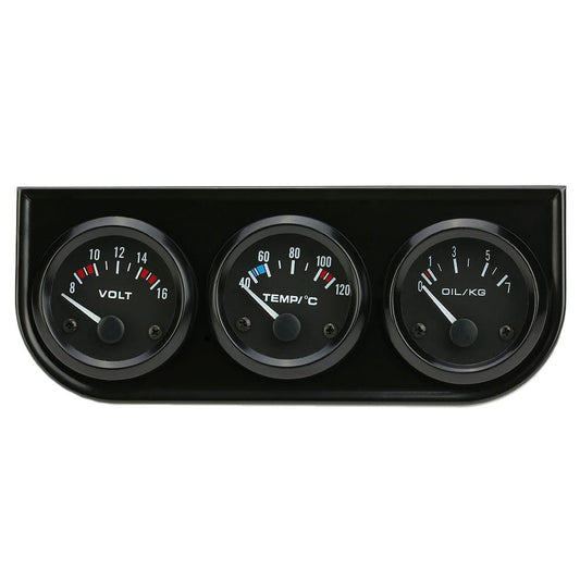 52mm Electronic Triple Gauge Kit Oil Pressure Water