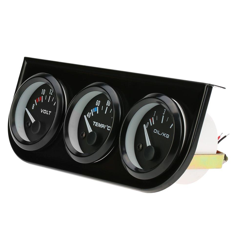 52mm Electronic Triple Gauge Kit Oil Pressure Water