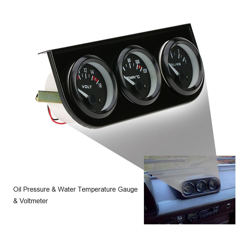 52mm Electronic Triple Gauge Kit Oil Pressure Water