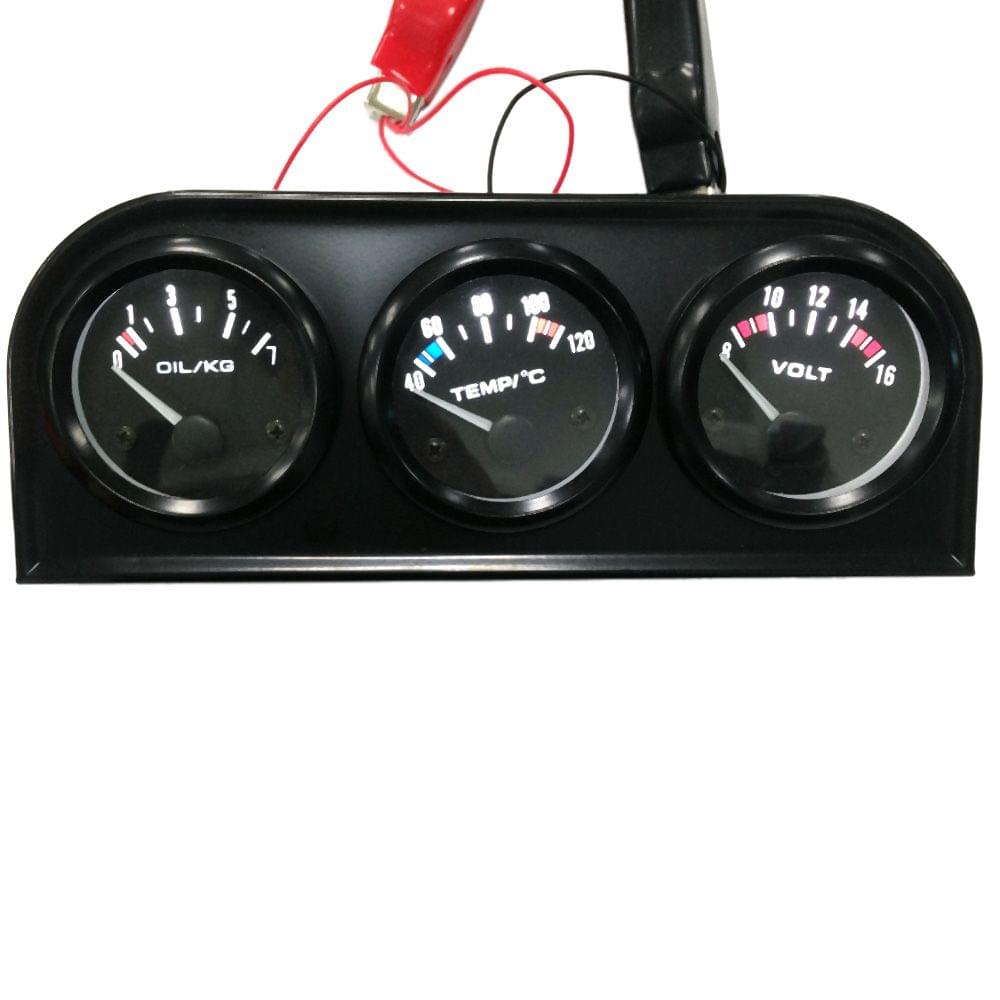 52mm Electronic Triple Gauge Kit Oil Pressure Water