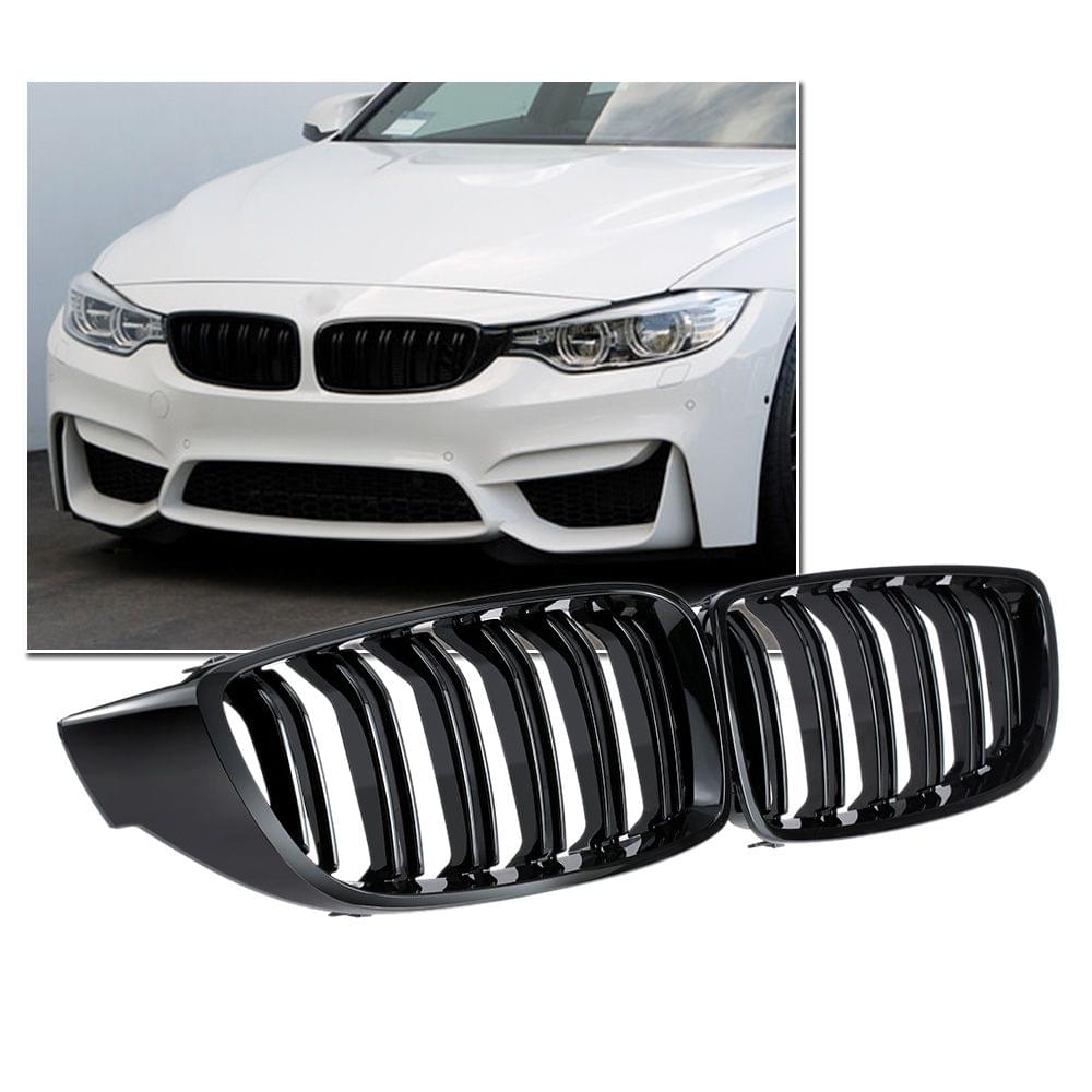 Gloss Black Front Kidney Grille Double Slat M4 Sport Style