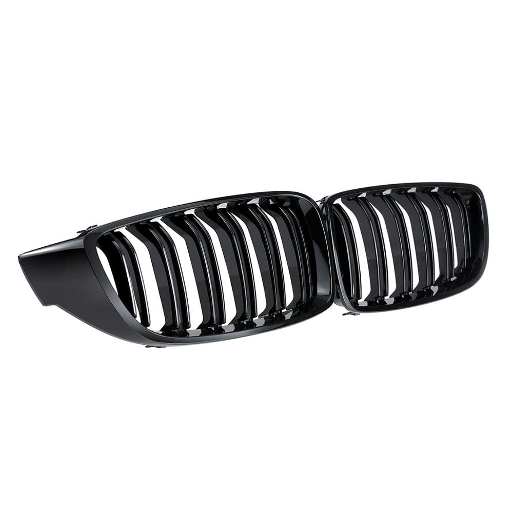 Gloss Black Front Kidney Grille Double Slat M4 Sport Style