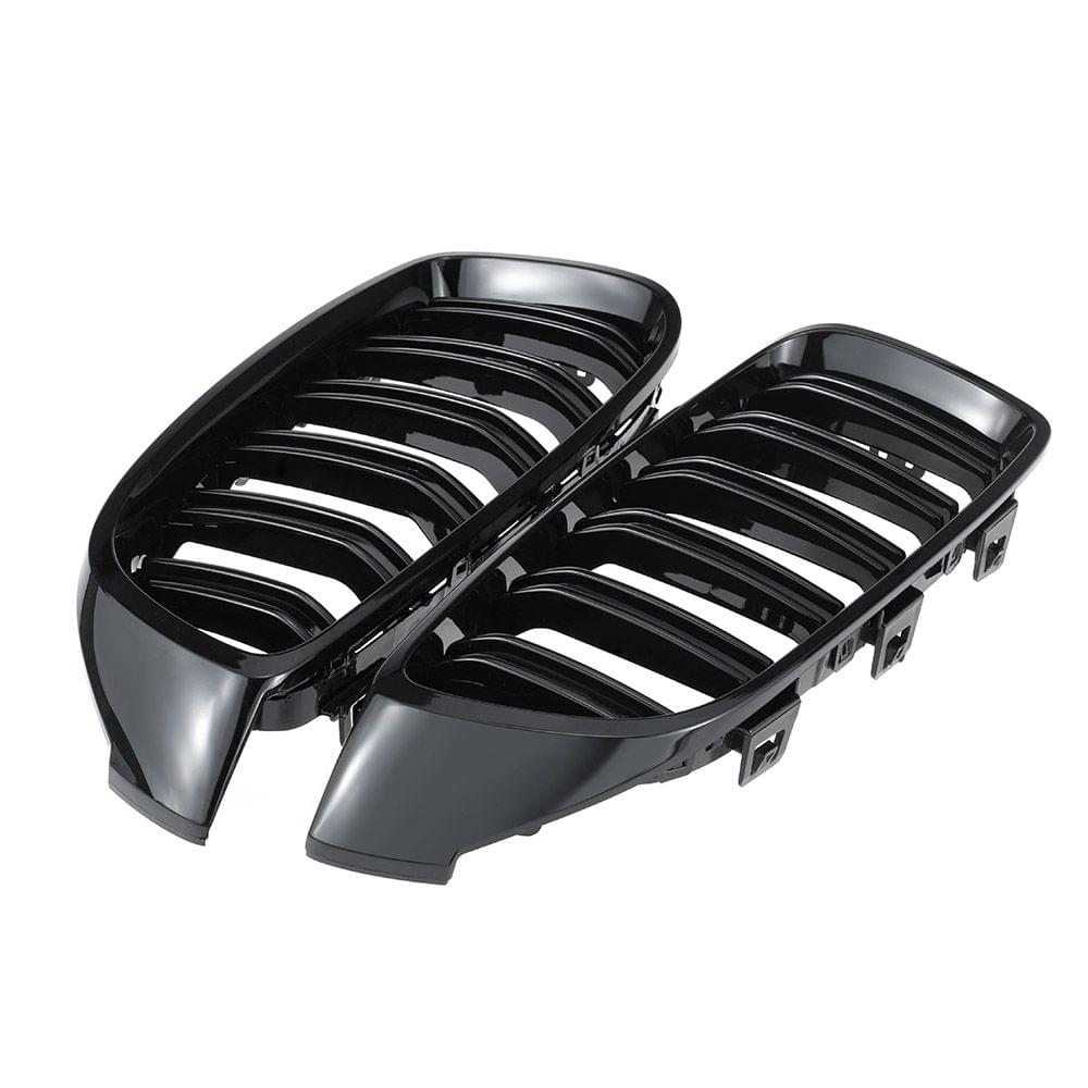 Gloss Black Front Kidney Grille Double Slat M4 Sport Style