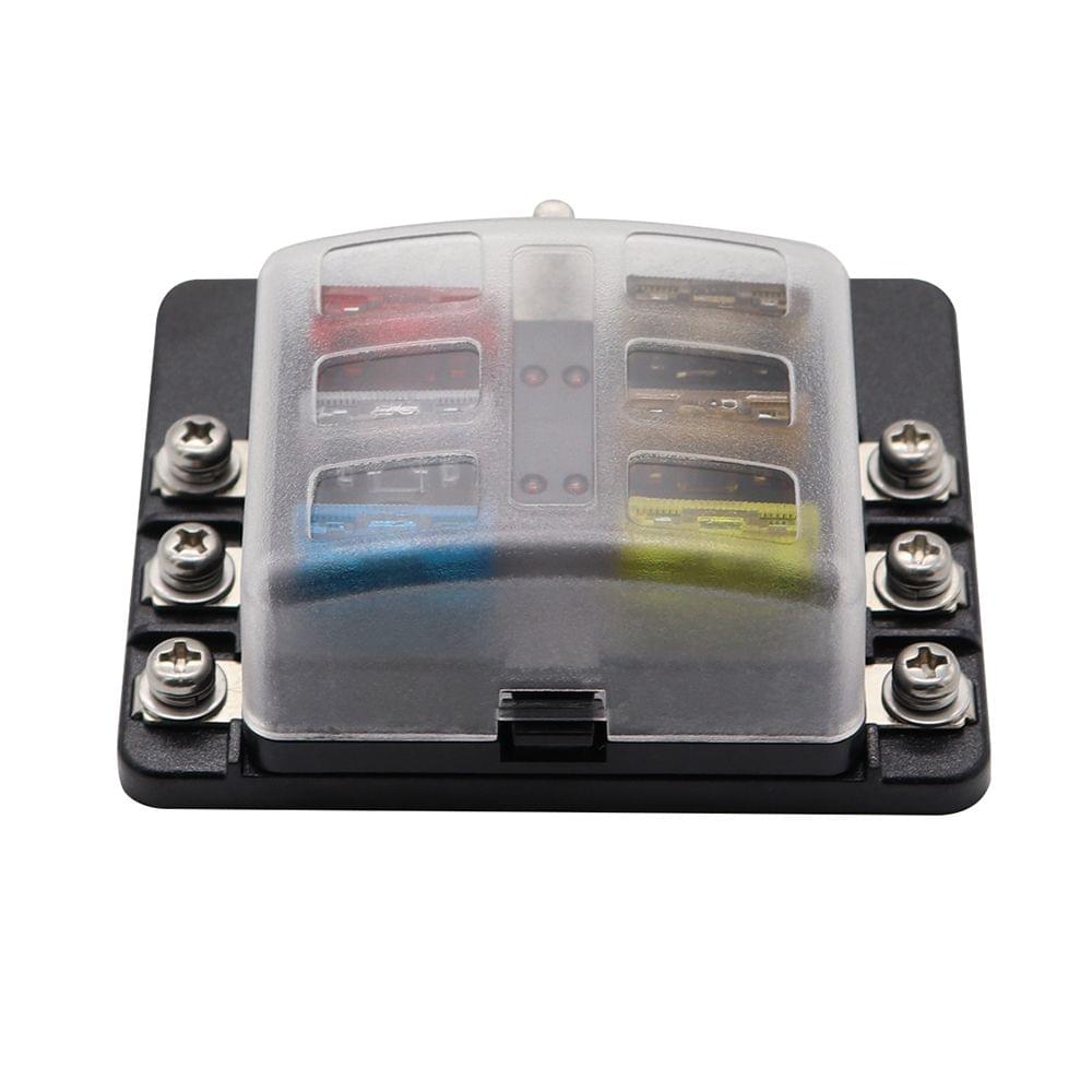 6 Way Blade Fuse Box with LED Indicator Fuse Block for Car