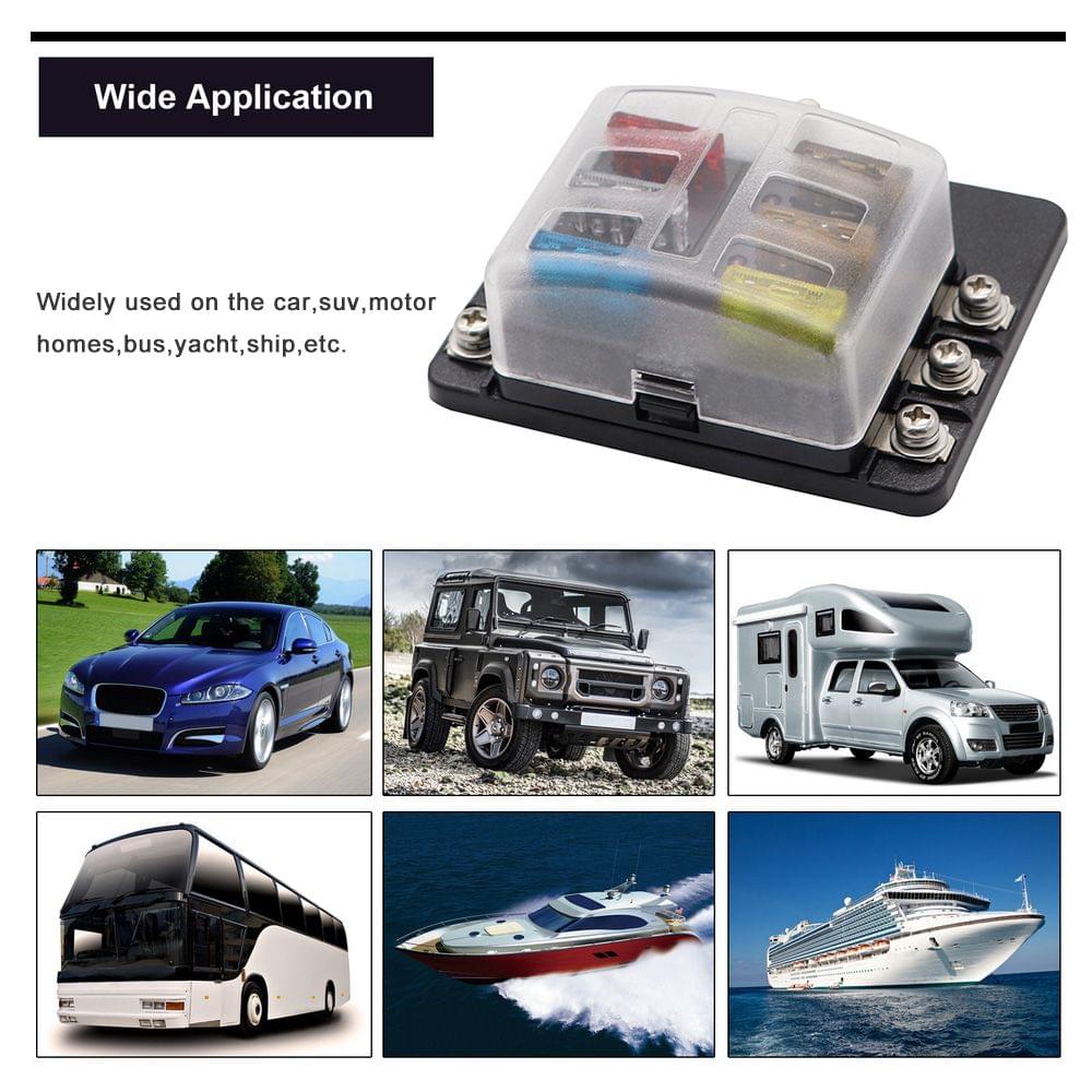 6 Way Blade Fuse Box with LED Indicator Fuse Block for Car