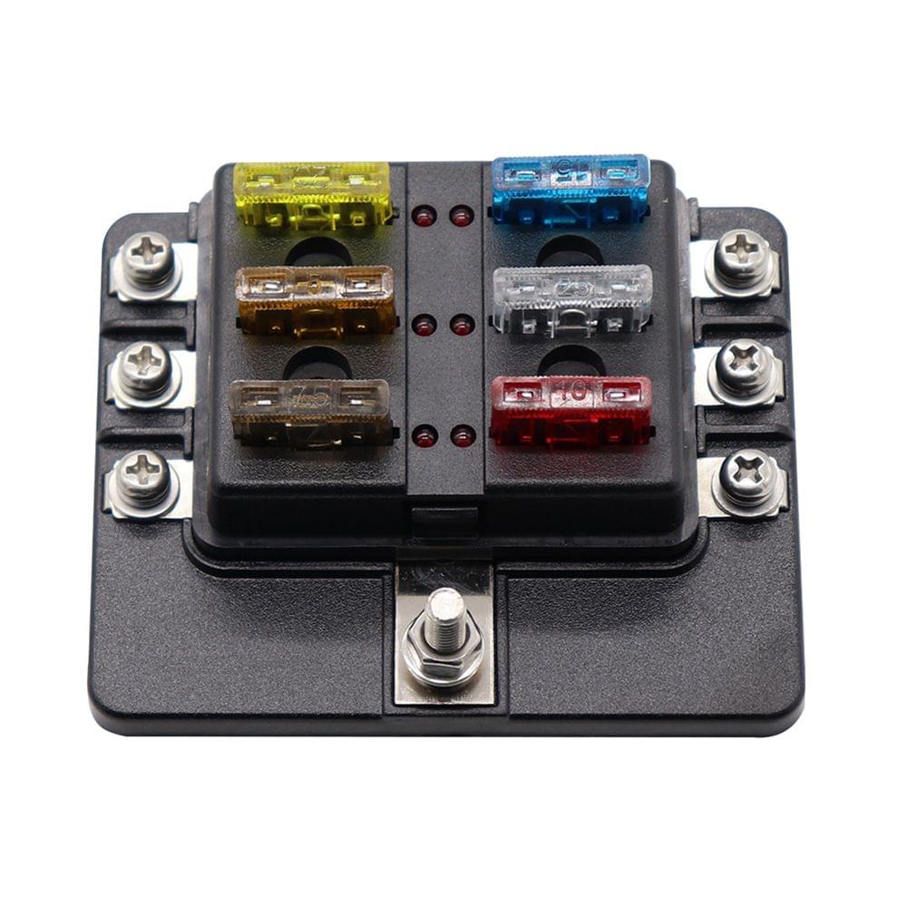 6 Way Blade Fuse Box with LED Indicator Fuse Block for Car